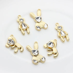 Crystal Mosaic Bear Charms 6pcs/lot For DIY Jewelry Making