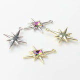 Zinc Alloy Zircon Stars Charms 10pcs DIY Jewelry Making Bulk Nickel
