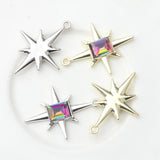 Zinc Alloy Zircon Stars Charms 10pcs DIY Jewelry Making Bulk Nickel