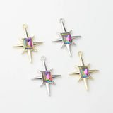 Zinc Alloy Zircon Stars Charms 10pcs DIY Jewelry Making Bulk Nickel