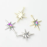 Zinc Alloy Zircon Stars Charms 10pcs DIY Jewelry Making Bulk Nickel