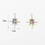 Zinc Alloy Zircon Stars Charms 10pcs DIY Jewelry Making Bulk Nickel