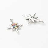 Zinc Alloy Zircon Stars Charms 10pcs DIY Jewelry Making Bulk Nickel