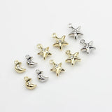 Zinc Alloy Mini 3D Star Moon Charms 10pcs DIY Charms Jewelry