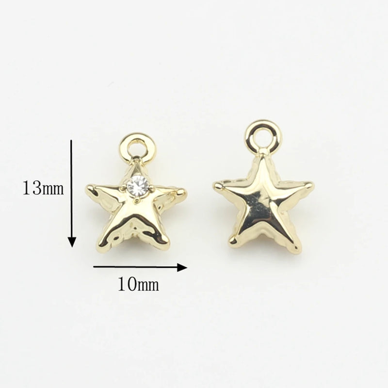 Zinc Alloy Mini 3D Star Moon Charms 10pcs DIY Charms Jewelry