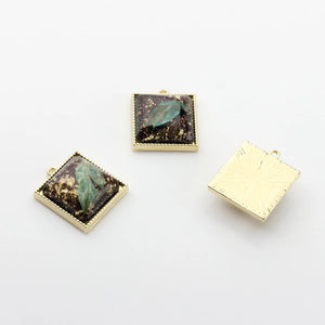 Zinc Alloy Charms Resin Foil Square Charms 10pcs/lot DIY Jewelry Earring Making