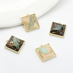 Zinc Alloy Charms Resin Foil Square Charms 10pcs/lot DIY Jewelry Earring Making