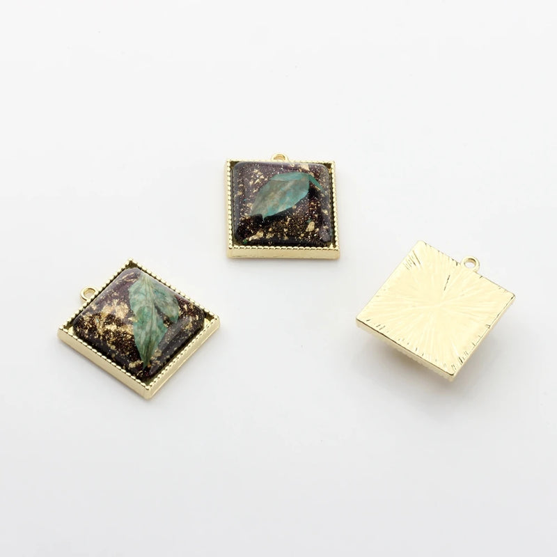 Zinc Alloy Charms Resin Foil Square Charms 10pcs/lot DIY Jewelry Earring Making