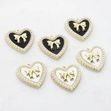 Zinc Alloy Charms Pearl Bow Heart Charms 21mm 2PCS