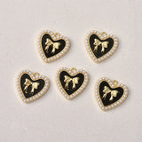 Zinc Alloy Charms Pearl Bow Heart Charms 21mm 2PCS