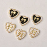Zinc Alloy Charms Pearl Bow Heart Charms 21mm 2PCS