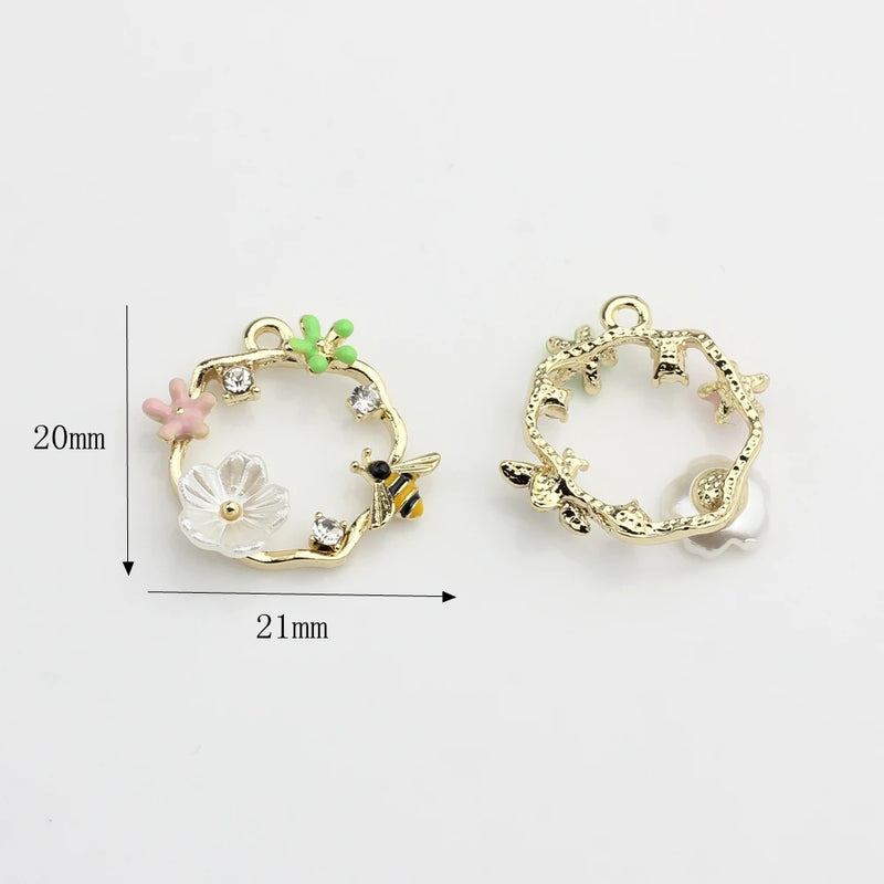 Retro Wreath Flowers Charms Pendant 6pcs/lot DIY Jewelry Making