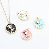 Enamel Rose Flowers Coin Charms 10pcs - DIY Jewelry Making