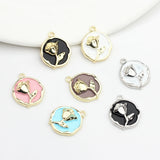 Enamel Rose Flowers Coin Charms 10pcs - DIY Jewelry Making