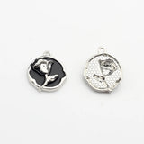 Enamel Rose Flowers Coin Charms 10pcs - DIY Jewelry Making