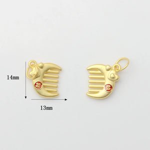 Zinc Alloy Chinoiserie Comb Carp Pendants 10pcs/lot