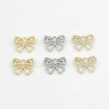 Bow-Knot Zircon Pearl Charms Pendant 6pcs/lot DIY Necklace Jewelry Making