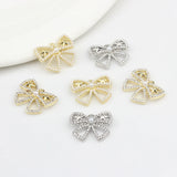 Bow-Knot Zircon Pearl Charms Pendant 6pcs/lot DIY Necklace Jewelry Making
