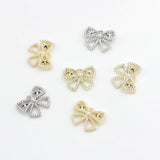 Bow-Knot Zircon Pearl Charms Pendant 6pcs/lot DIY Necklace Jewelry Making