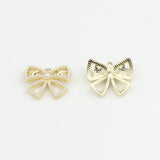 Bow-Knot Zircon Pearl Charms Pendant 6pcs/lot DIY Necklace Jewelry Making