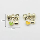 10pcs Zinc Alloy Bowknot Heart Cherry Enamel Charms for DIY Necklace Jewelry