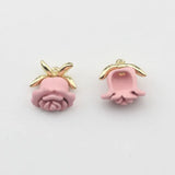 10pcs Zinc Alloy Spray Lacquer Rose Flower Charms DIY Necklace Making