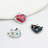 Enamel Heart Zircon Charms Pendant 6pcs/lot DIY Necklace Jewelry Making