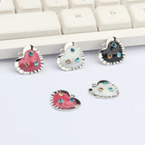 Enamel Heart Zircon Charms Pendant 6pcs/lot DIY Necklace Jewelry Making