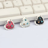 Enamel Heart Zircon Charms Pendant 6pcs/lot DIY Necklace Jewelry Making