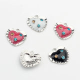 Enamel Heart Zircon Charms Pendant 6pcs/lot DIY Necklace Jewelry Making