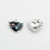 Enamel Heart Zircon Charms Pendant 6pcs/lot DIY Necklace Jewelry Making