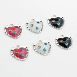Enamel Heart Zircon Charms Pendant 6pcs/lot DIY Necklace Jewelry Making