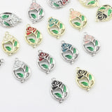 Enamel Flower Rose Charm 10pcs/lot DIY Necklace Making