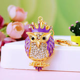 Crystal King Owl Keychain Car Accessories Key Rings Women Keychains
