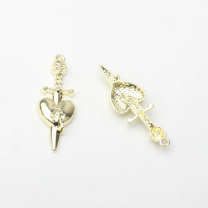 Zinc Alloy Longsword Skull Heart Pendant 10PCS/lot DIY Necklace Jewelry