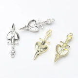 Zinc Alloy Longsword Skull Heart Pendant 10PCS/lot DIY Necklace Jewelry