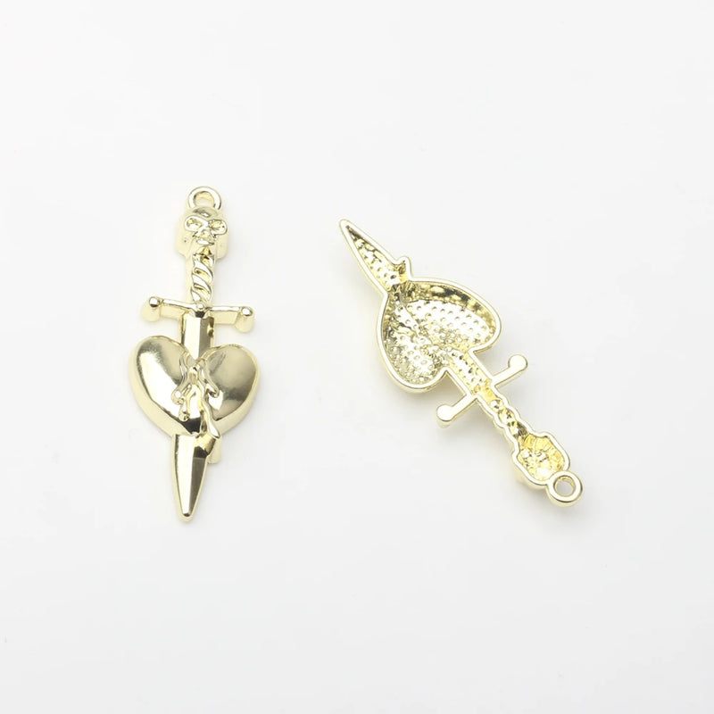Zinc Alloy Longsword Skull Heart Pendant 10PCS/lot DIY Necklace Jewelry