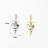 Zinc Alloy Longsword Skull Heart Pendant 10PCS/lot DIY Necklace Jewelry