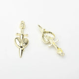 Zinc Alloy Longsword Skull Heart Pendant 10PCS/lot DIY Necklace Jewelry