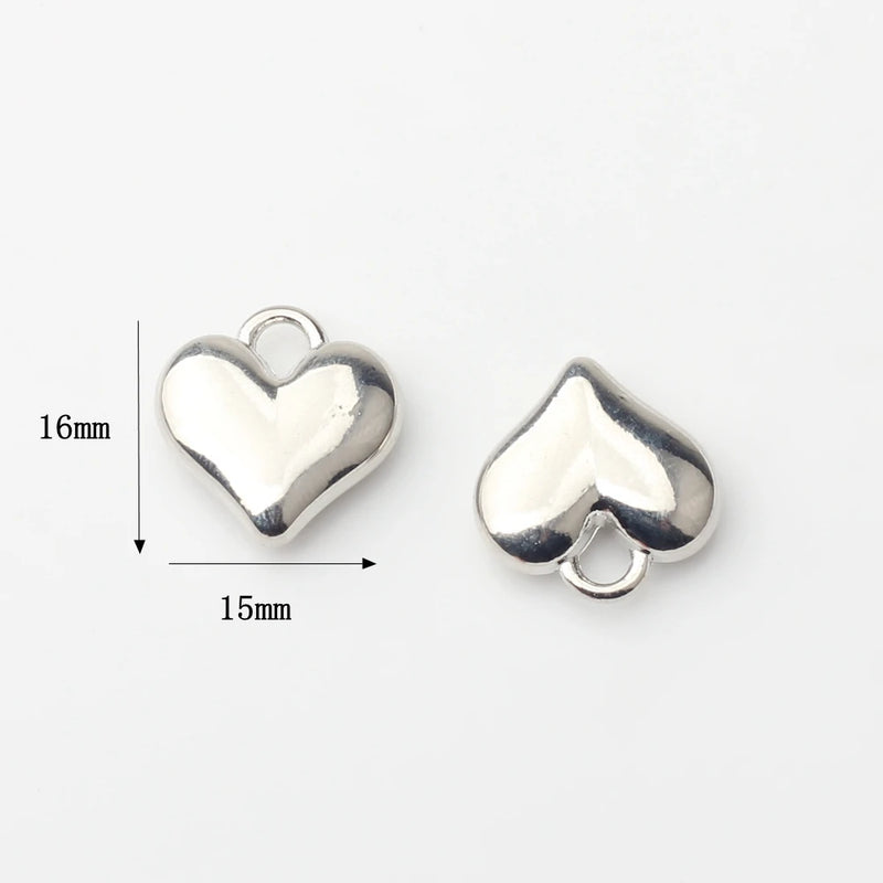 10PCS Zinc Alloy Heart Charms Pendant for DIY Necklace Making