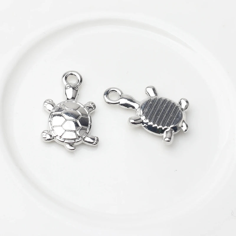 Zinc Alloy Turtle Charms 10pcs for DIY Necklace Making