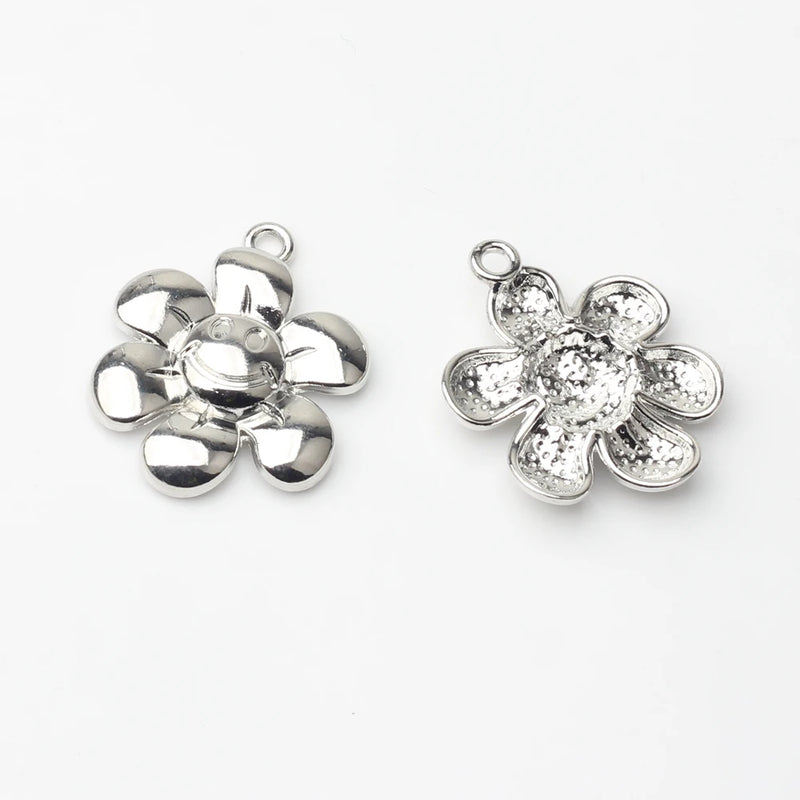 Smiley Face Flower Charms 10PCS/lot DIY Necklace Jewelry Making