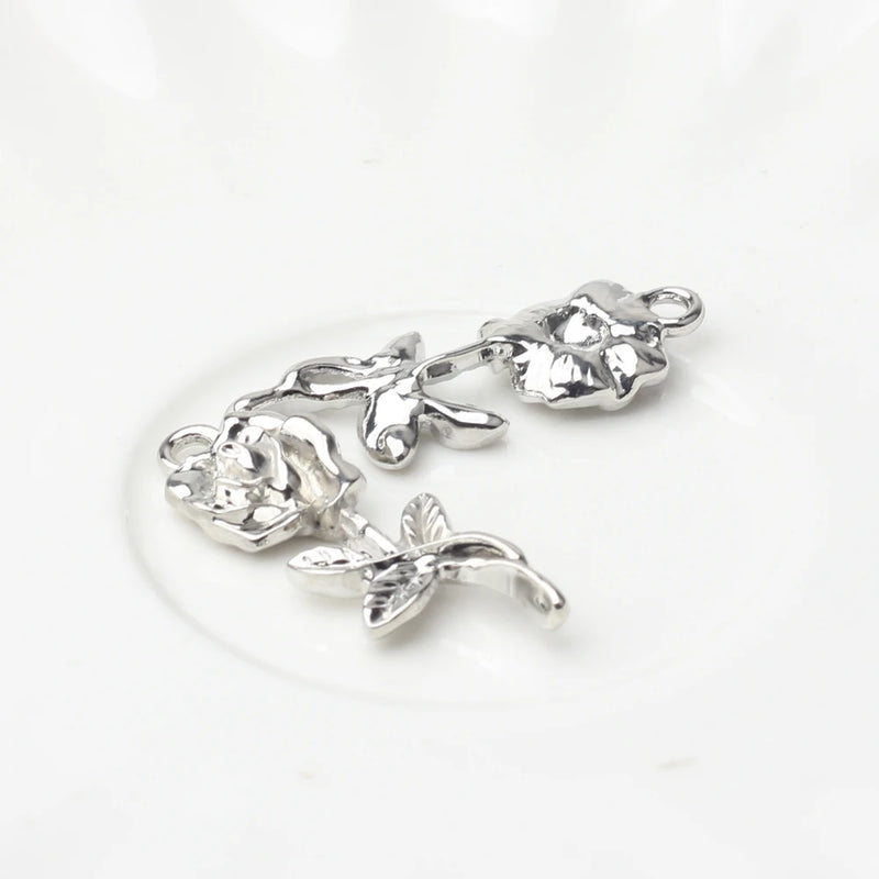 Zinc Alloy Rose Flower Charms 10PCS/Lot DIY Necklace Jewelry Making