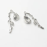 10PCS Zinc Alloy Wilted Rose Flower Charms for Necklace Jewelry Making
