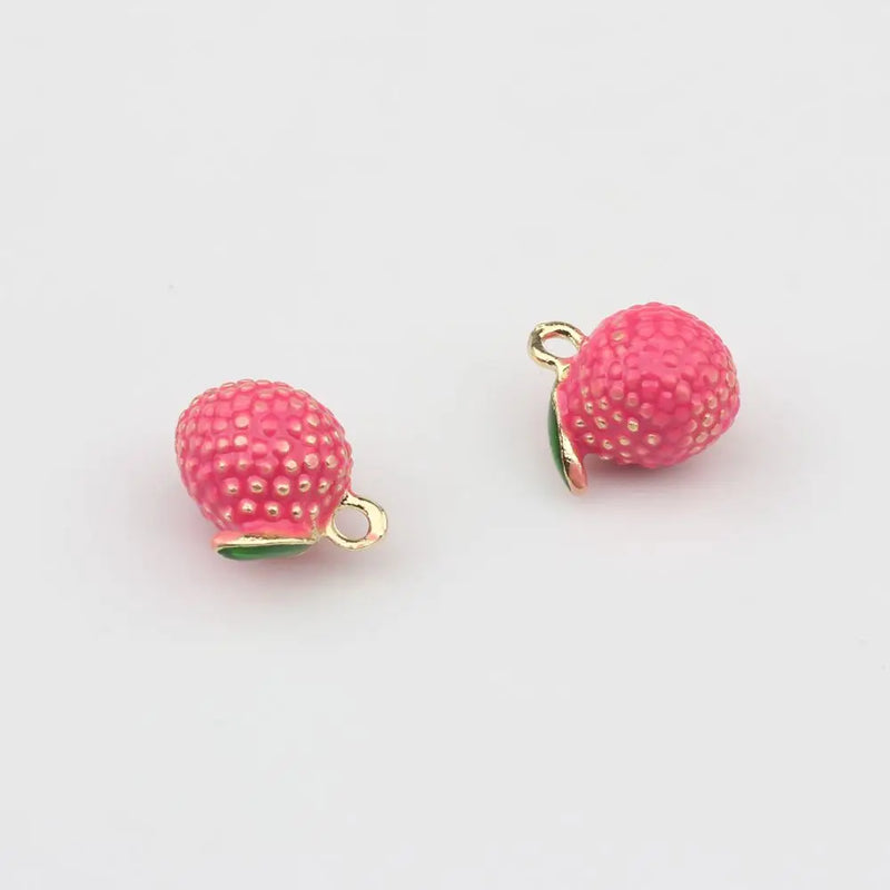 Enamel Lychee Charm 6pcs/lot for DIY Jewelry Making