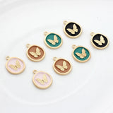 6pcs Butterfly Round Coin Charms for DIY Jewelry Making