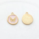 6pcs Butterfly Round Coin Charms for DIY Jewelry Making