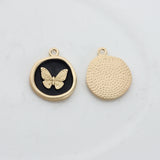 6pcs Butterfly Round Coin Charms for DIY Jewelry Making