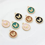6pcs Butterfly Round Coin Charms for DIY Jewelry Making