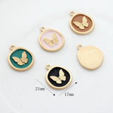 6pcs Butterfly Round Coin Charms for DIY Jewelry Making